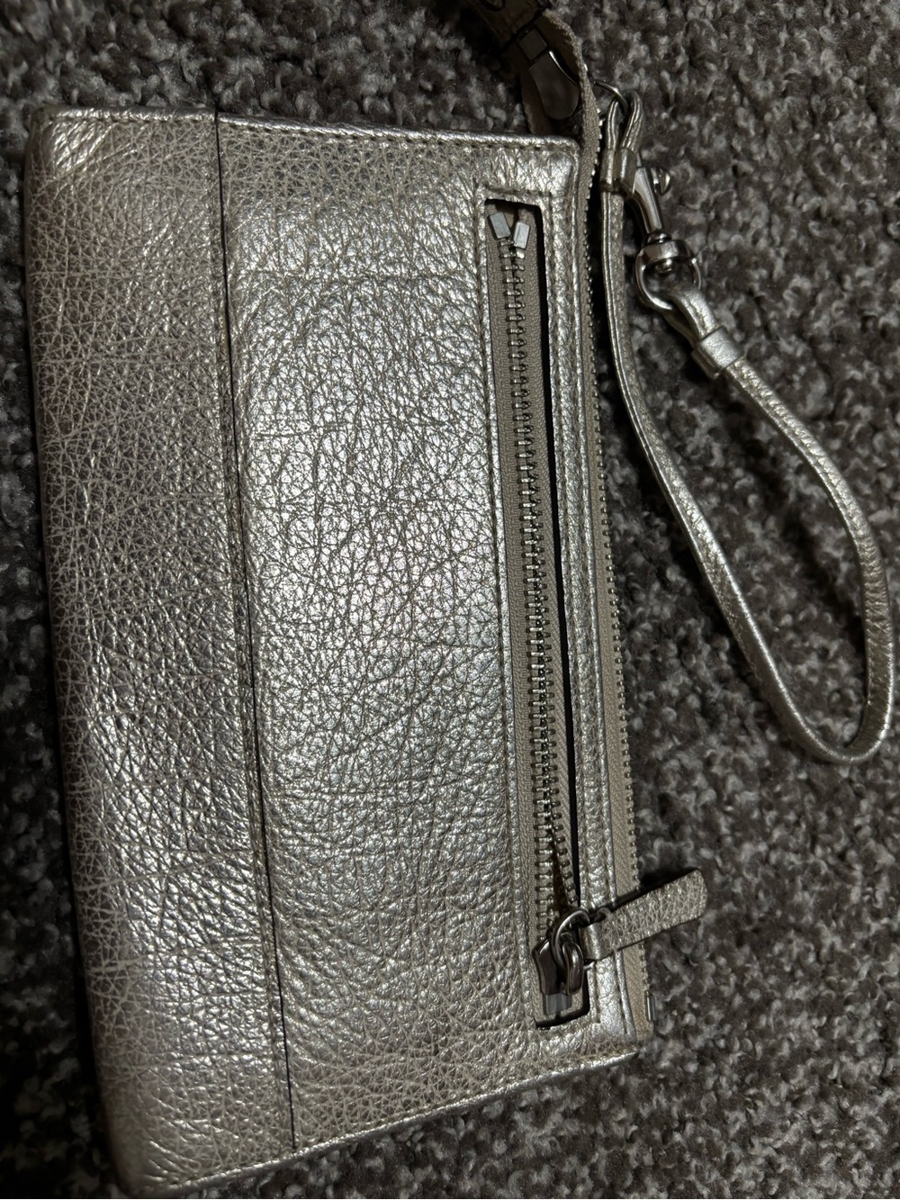 Coach Metallic Silver Leather Wristlet Clutch - Picture 2 of 3